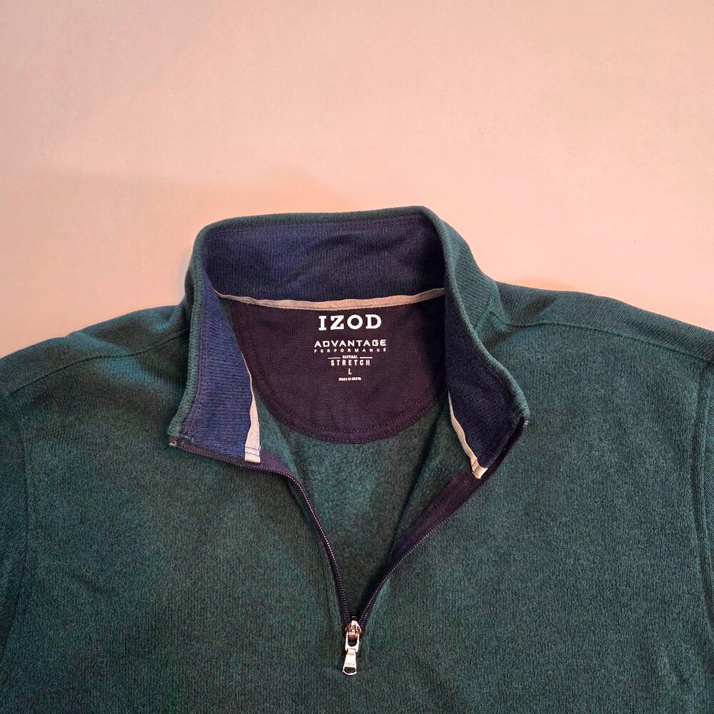 IZOD Advantage Performance 1/4-Zip Men's Pullover, Deep Teal Green, Worn Once - Picture 3 of 9